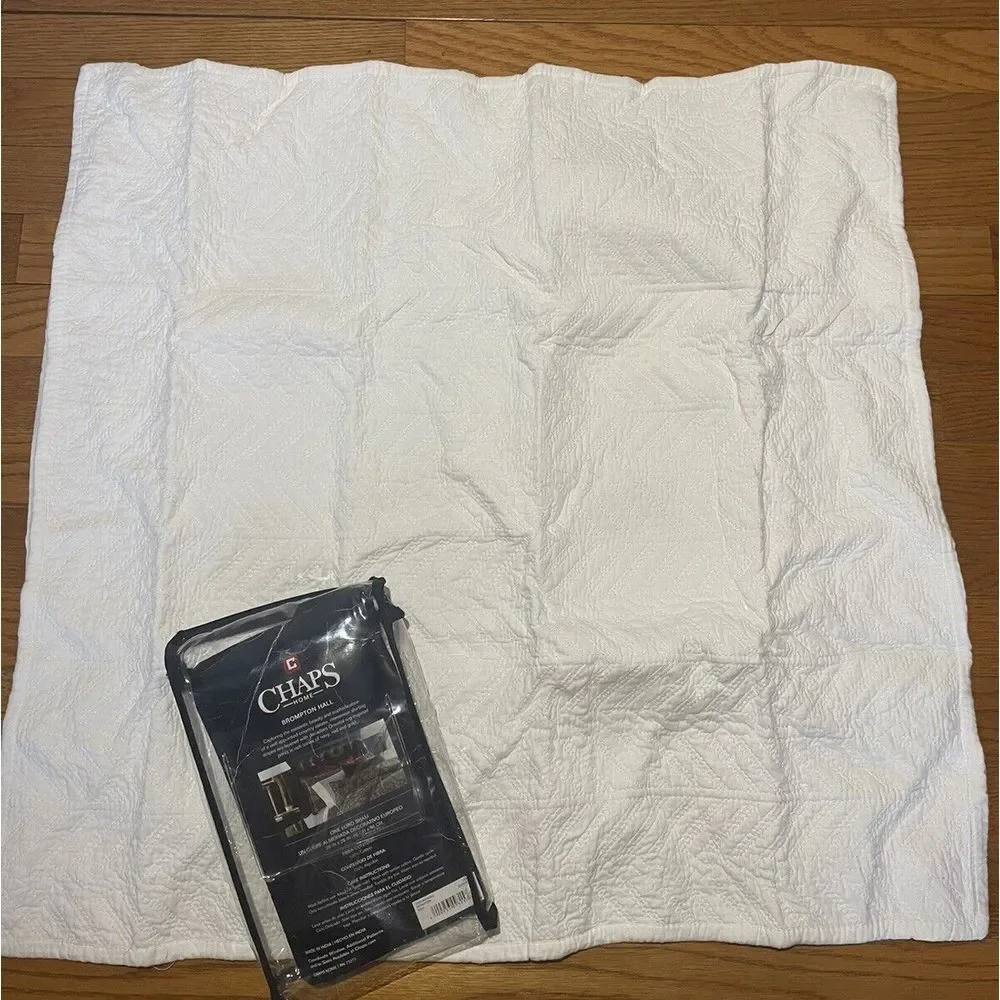 Chaps Ralph Lauren Euro Sham Brompton Hall White Cotton Quilted Pillow Sham
